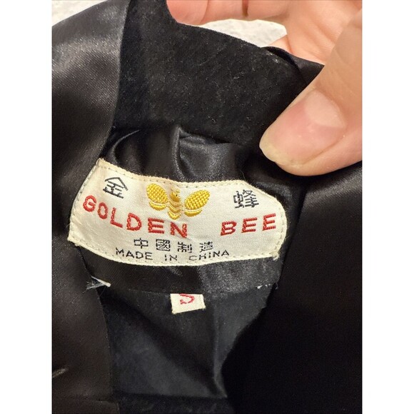 ADULT SATIN GOLDEN BEE BLACK EMBROIDERED ROBE ADULT S  Kimono - Picture 3 of 7